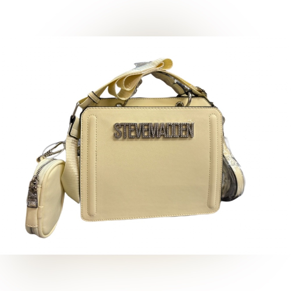 Steve Madden Evelyn-G Satchel Crossbody in Ecru with Rhinestones Bling NWT